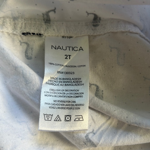 Nautica Toddler Boy Short-Sleeve Woven Button Down Shirt, Navy Whale Print, 2T - Picture 4 of 5